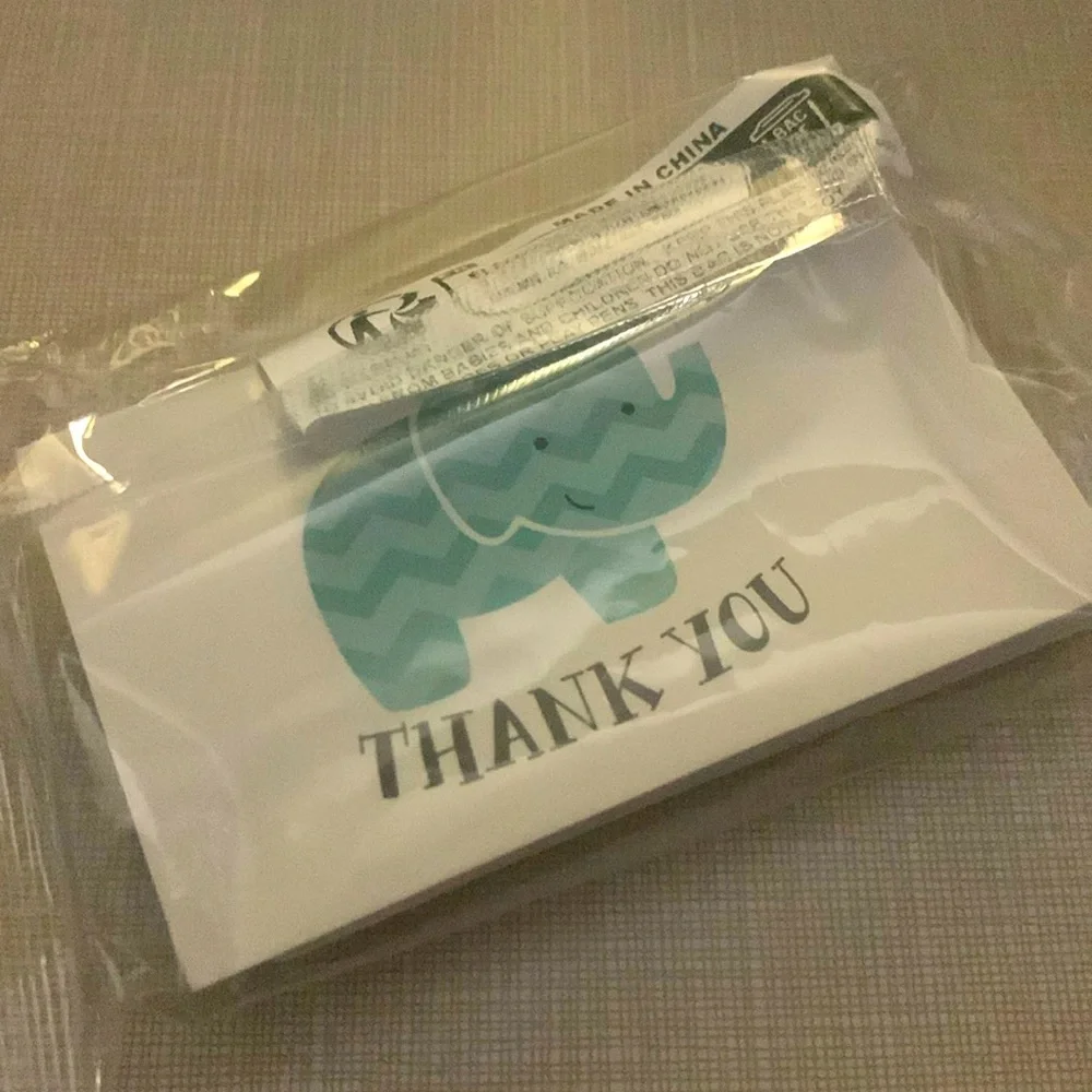 New 50 Thank You card elephant design blue